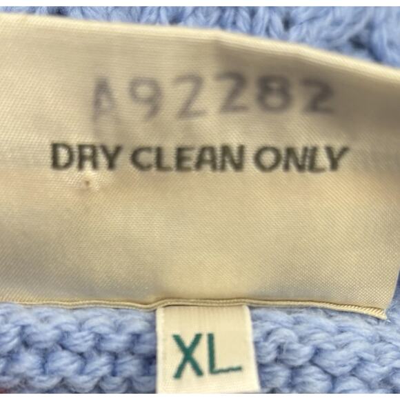 Kilronan Knitwear Ireland 100% Merino Wool Blue Cable Knit Long Sweater Size XL - Picture 5 of 5